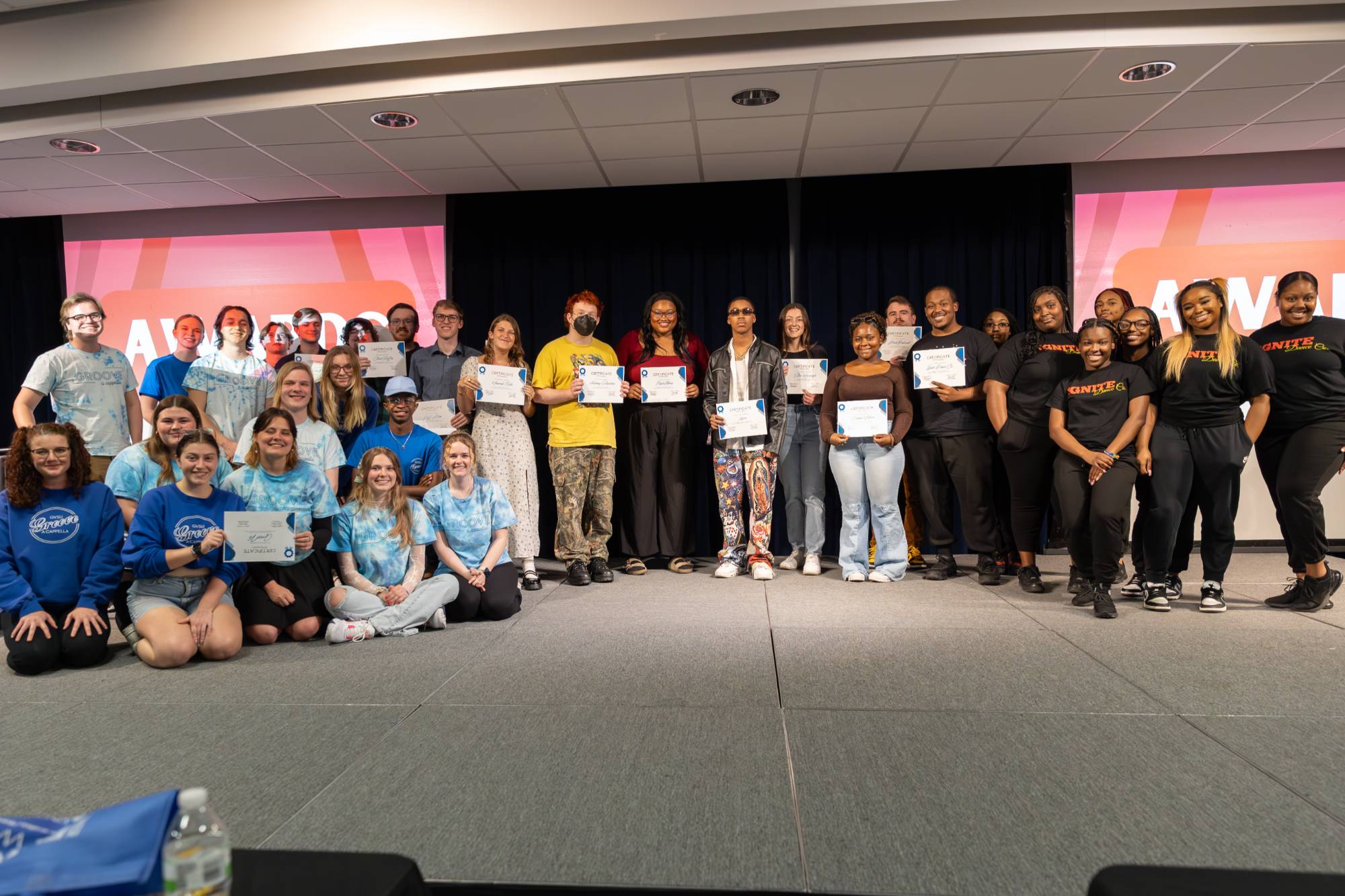 Winners from GV's Got Talent 2024 smiling as a group with their certificates